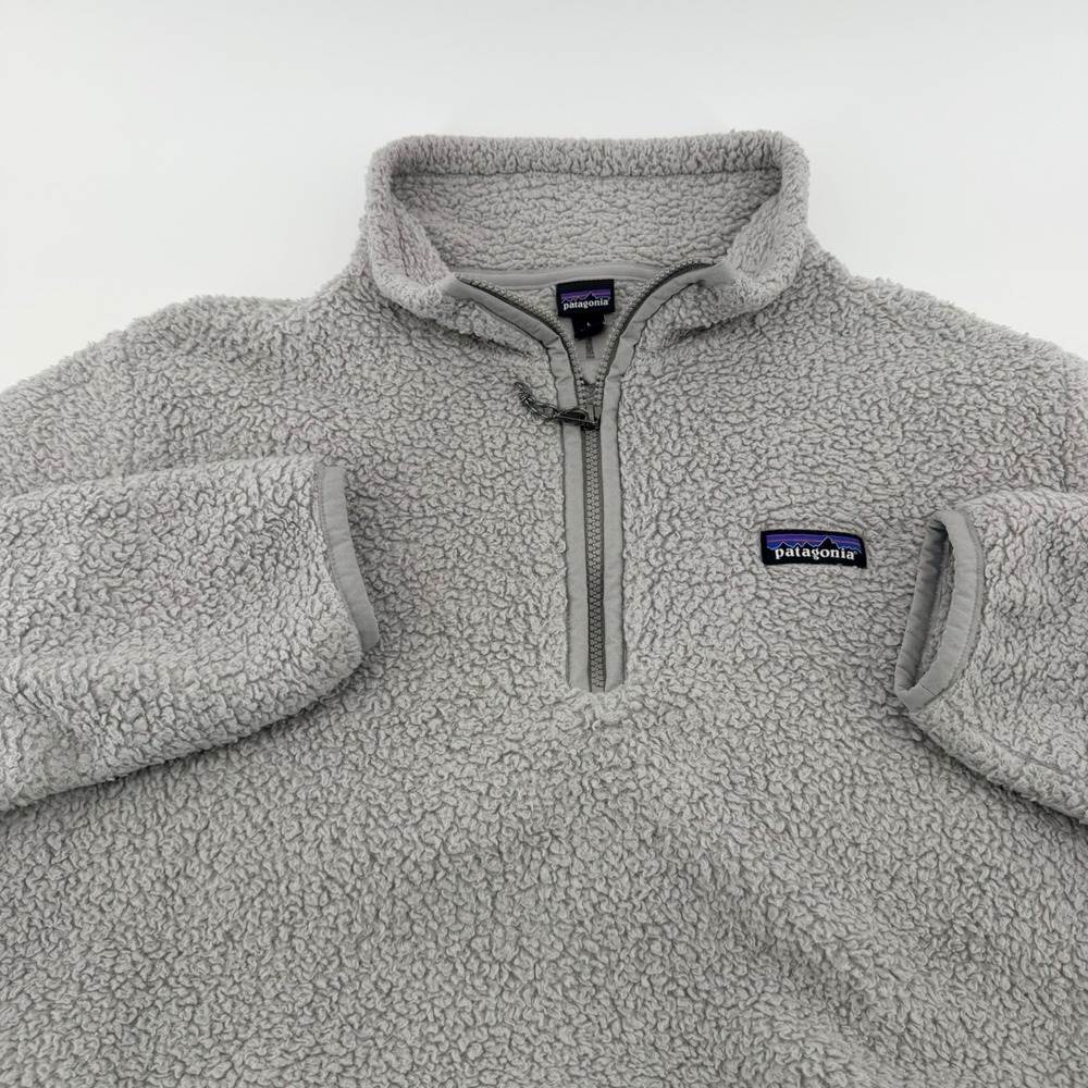 Patagonia Los Gatos Quarter Zip Fleece Pullover Grey Sherpa Teddy Large